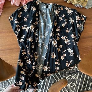 Floral black kimono